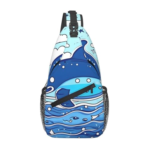 Schwarzes und weißes rundes Totem, geeignet für Sport, Laufen, Reisen, Outdoor, für Herren und Damen, Kleine Wale schwimmen, Einheitsgröße von KadUe