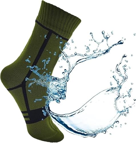 Kadem wasserdichte atmungsatkive Kindersocken | Matschsocken Outdoordaktivitäten | Wandersocken Fußball Rudern Wintersport Camping Laufsocken Radsocken Biking Outdoor Socken | oliv 32-35 von Kadem