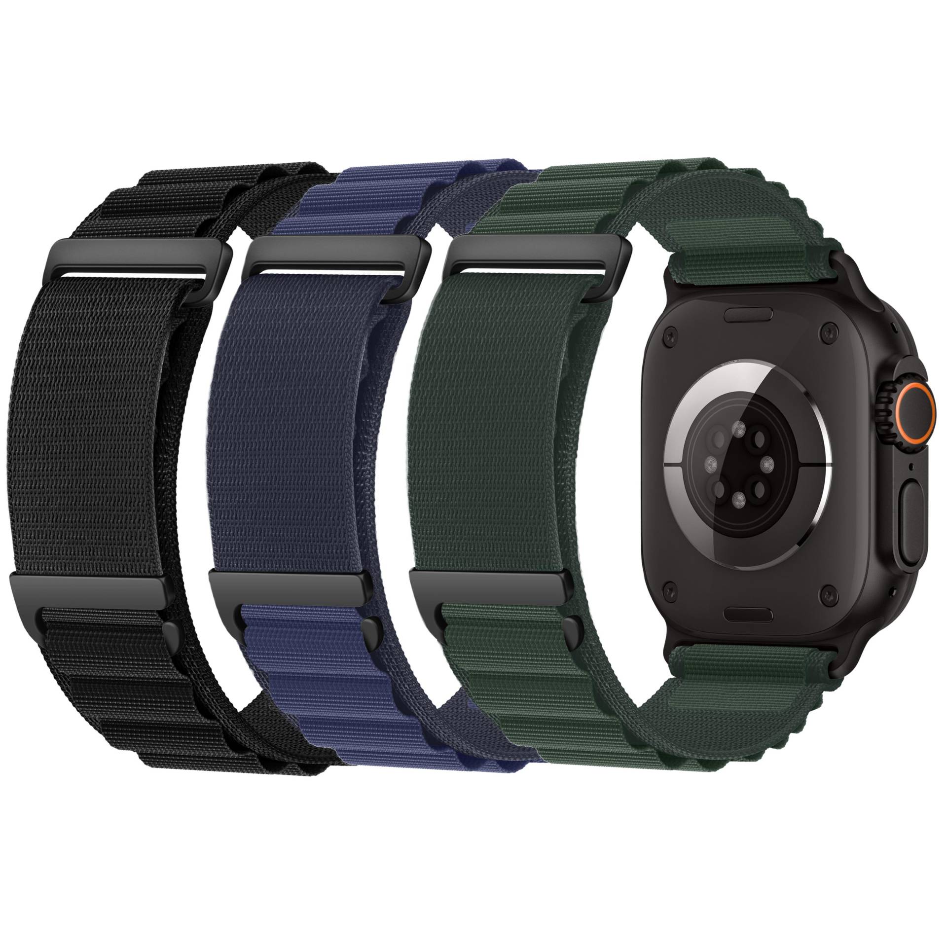 Mountain Loop Armband - Schwarze Konnektoren, Kompatibel Mit Apple Watch Ultra/Se/Series 1-10, Für Alle Größen Im Alpine Design Mountain Loop Armband - Schwarze Konnektoren, Kompatibel Mit Apple Watch Ultra/Se/Series 1-10, Für Alle Größen Im Alpine Design von KaderAccessories