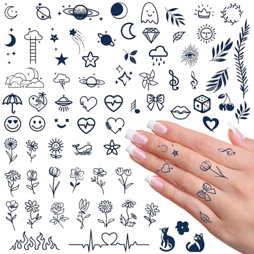 8 Blätter Tattoos Temporäre Klebetattoos Erwachsene Wasserdicht Tattoo zum Aufkleben für Frauen Damen Männer Mädchen Kinder von Kaderas