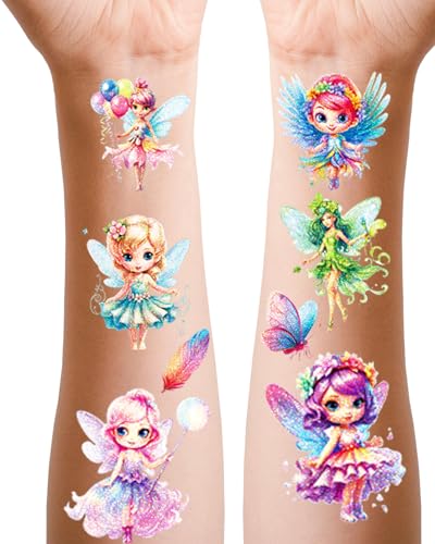 Fee Tattoos für Mädchen, 12 Blätter Glitzer Blumenfee Kinder Tattoos für Geburtstag Party Mitgebsel Dekor Geschenk, Hautfreundliche Feen Kindertattoos Fee Tattoos für Mädchen, 12 Blätter Glitzer Blumenfee Kinder Tattoos für Geburtstag Party Mitgebsel Dekor Geschenk, Hautfreundliche Feen Kindertattoos von Kaderas