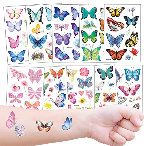 Schmetterling Kinder Tattoos 10 Blätter für Mädchen Geburtstagsfeier Geschenk Mitgebsel von Kaderas