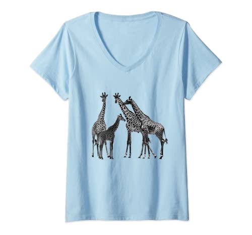 Damen Giraffen - Gruppe auf Safari in Kenia / Afrika T-Shirt mit V-Ausschnitt Damen Giraffen - Gruppe auf Safari in Kenia / Afrika T-Shirt mit V-Ausschnitt von Kadzo