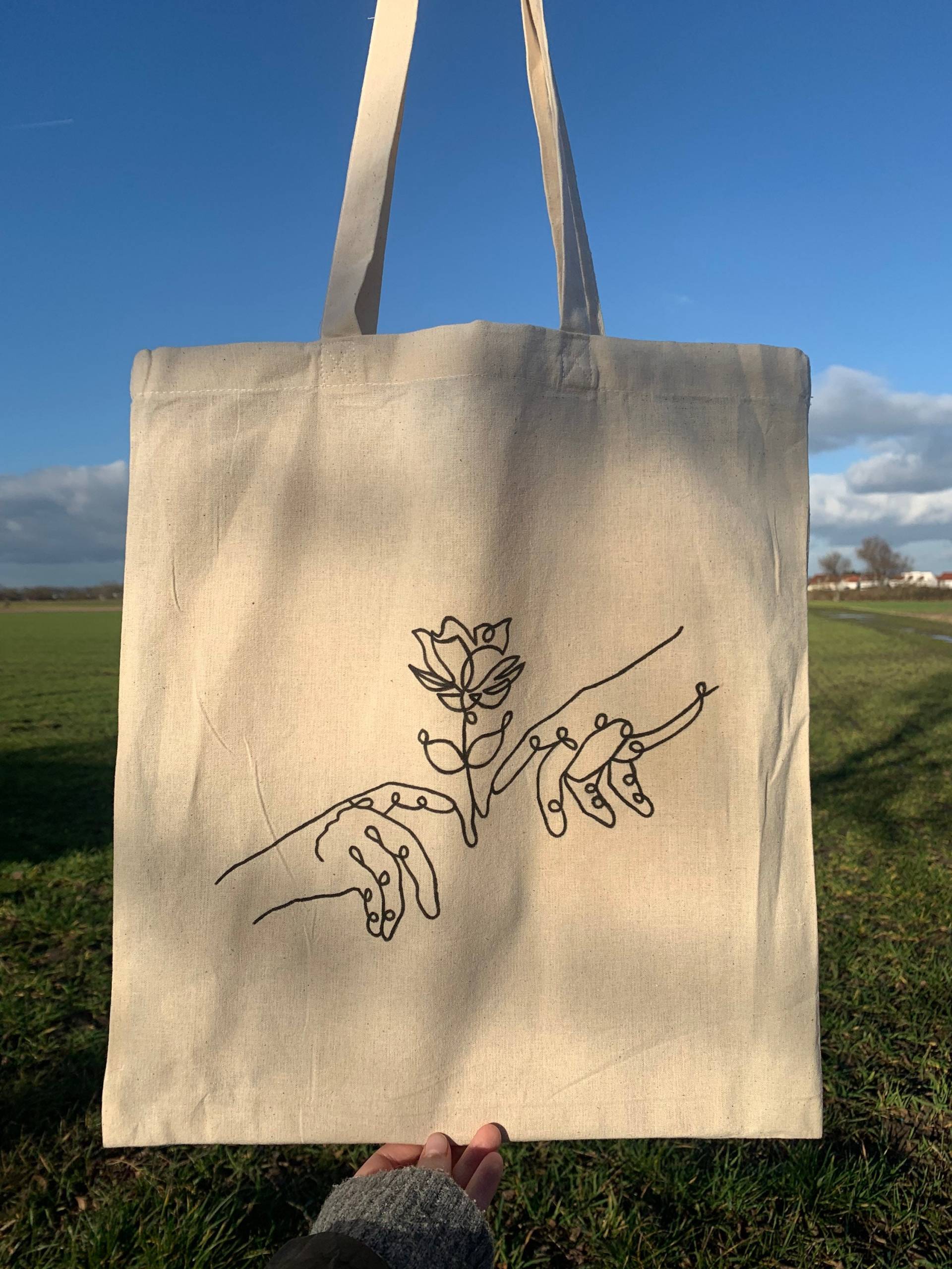 Jutebeutel | One Line Minimalistisch Adams Schöpfung Jutebeutel | One Line Minimalistisch Adams Schöpfung von KaedeCrafts