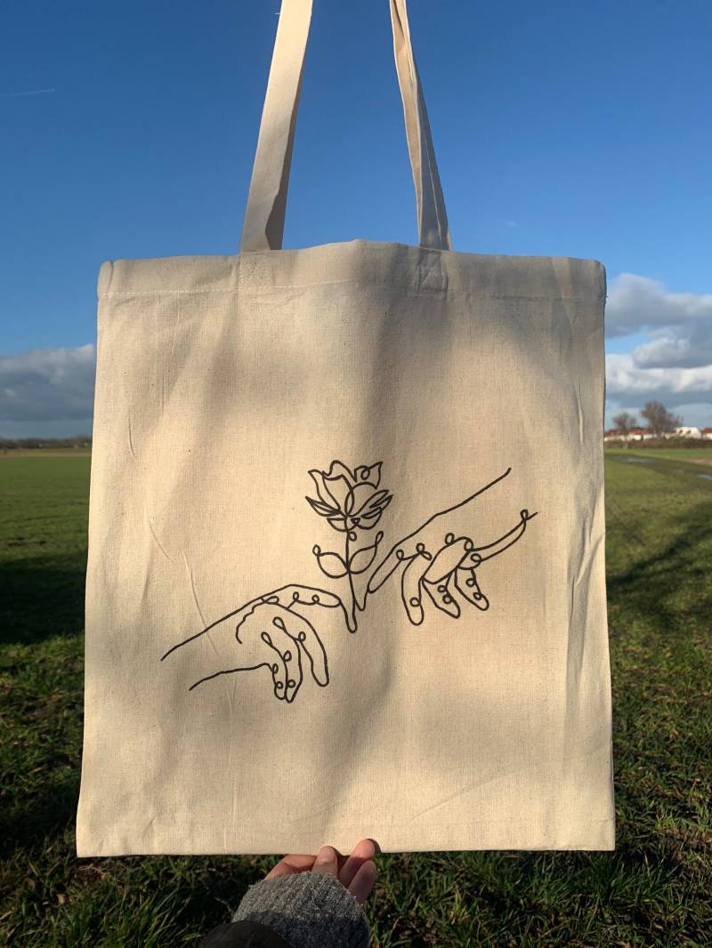 Jutebeutel | One Line Minimalistisch Adams Schöpfung Jutebeutel | One Line Minimalistisch Adams Schöpfung von KaedeCrafts