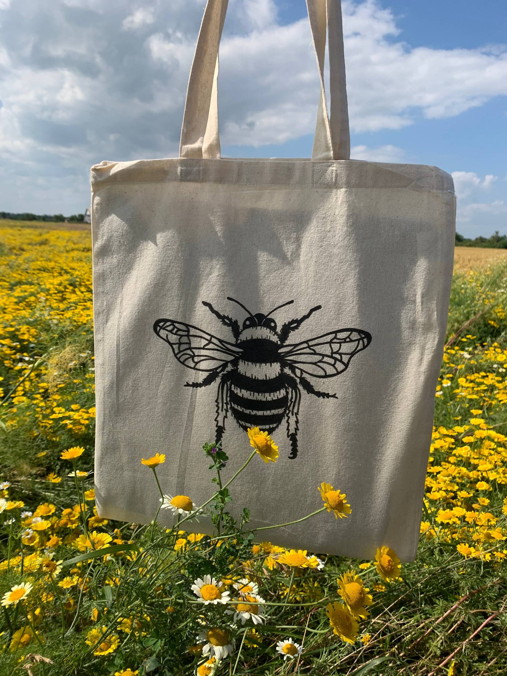 Jutebeutel | Stofftasche Biene Bio-Baumwolle Jutebeutel | Stofftasche Biene Bio-Baumwolle von KaedeCrafts