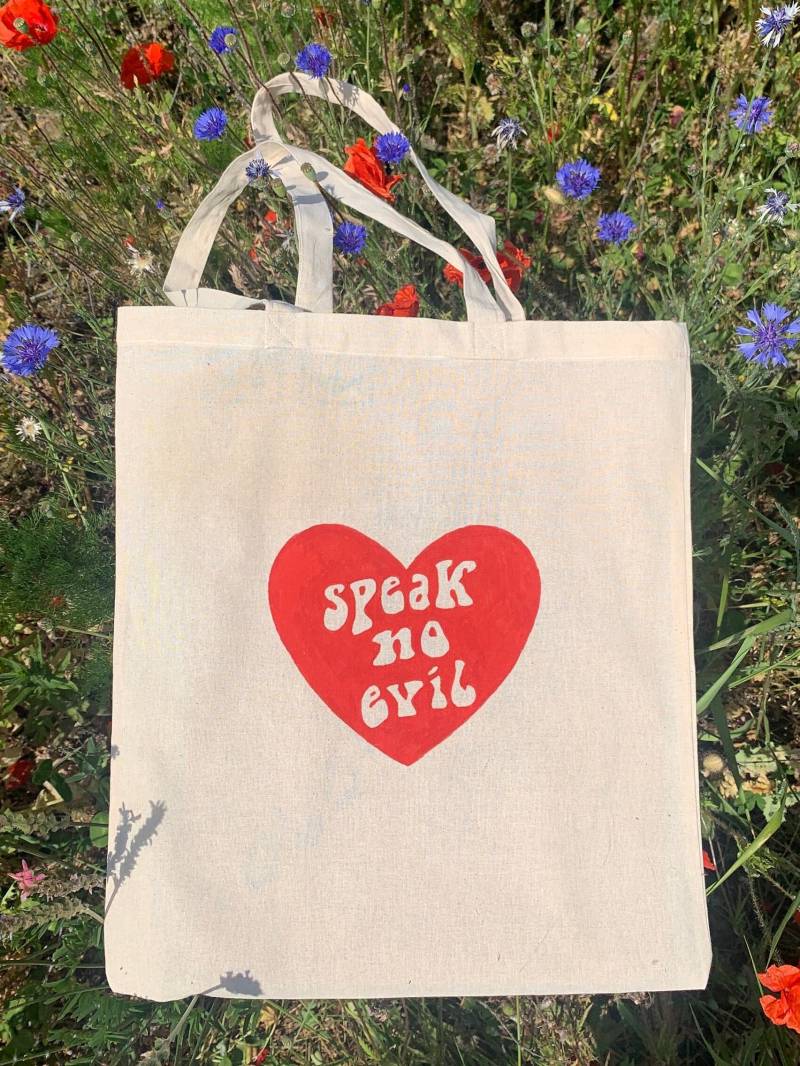 Jutebeutel | Stofftasche Herz Bio-Baumwolle von KaedeCrafts