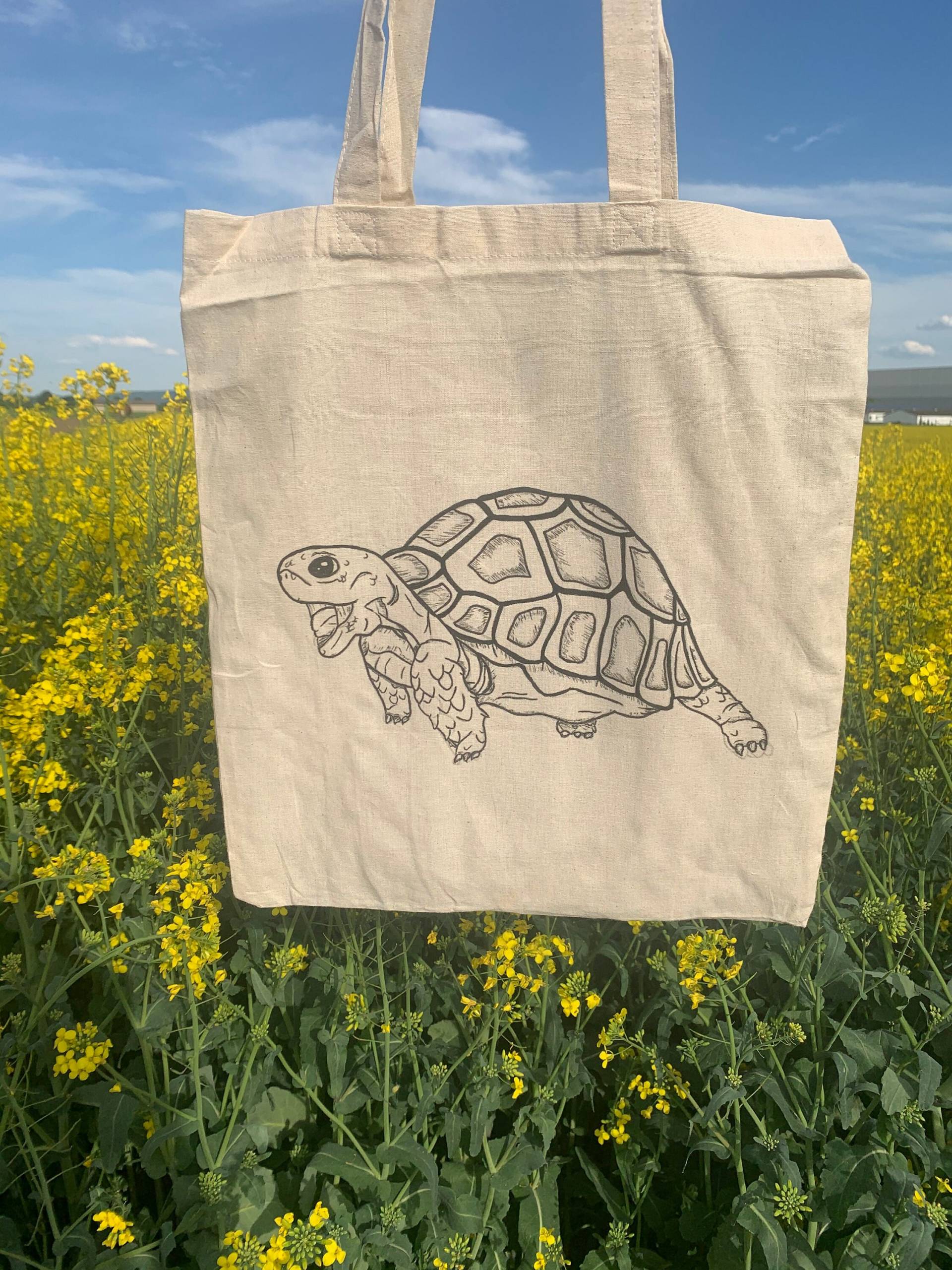 Jutebeutel | Stofftasche Schildkröte Tragetasche Bio-Baumwolle Jutebeutel | Stofftasche Schildkröte Tragetasche Bio-Baumwolle von KaedeCrafts