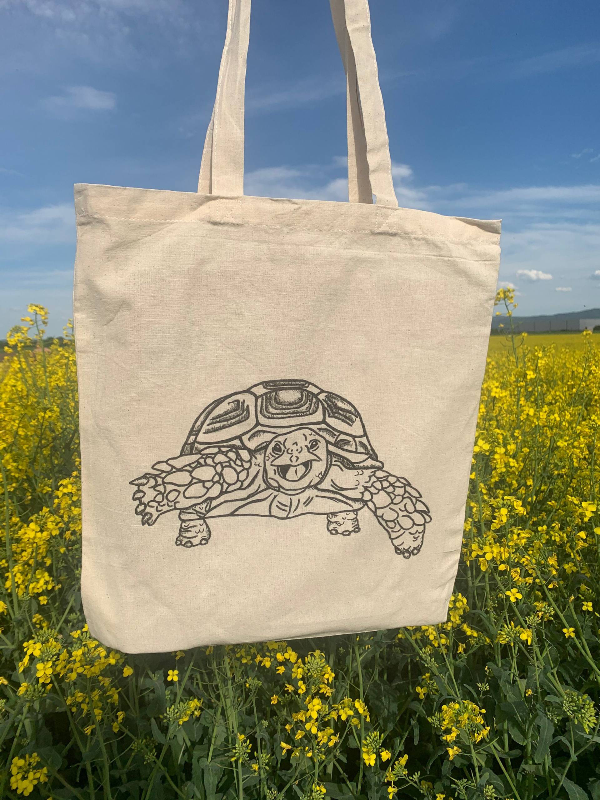 Jutebeutel | Stofftasche Schildkröte Tragetasche Bio-Baumwolle Jutebeutel | Stofftasche Schildkröte Tragetasche Bio-Baumwolle von KaedeCrafts