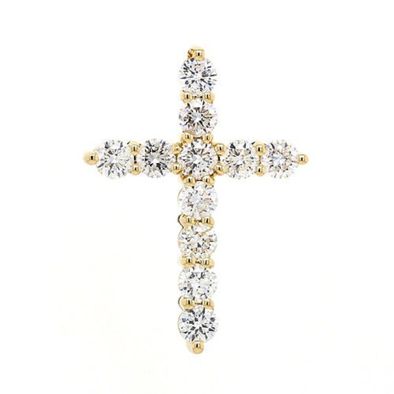 0.415Cts Neuer Echter 18 Karat 750 Gelbgold Diamant I1/G Kreuz Anhänger von KaedesignsJewellery