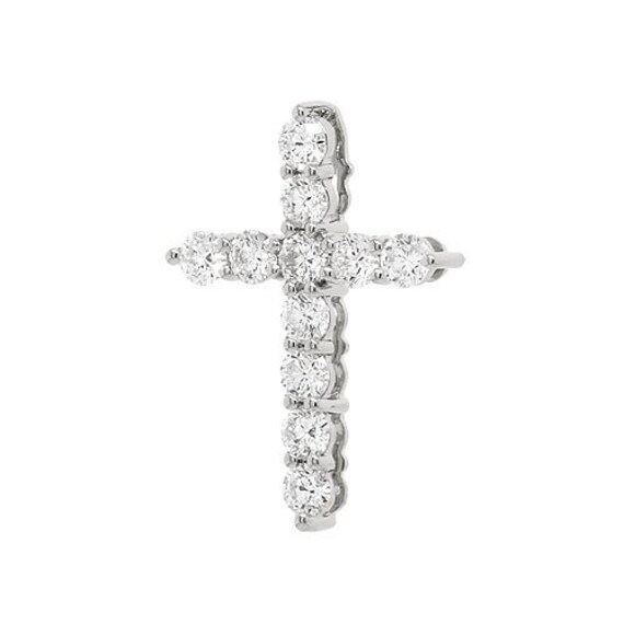 0.416Cts Neuer Echter 18Ct Weißgold Diamant Kreuz Anhänger von KaedesignsJewellery