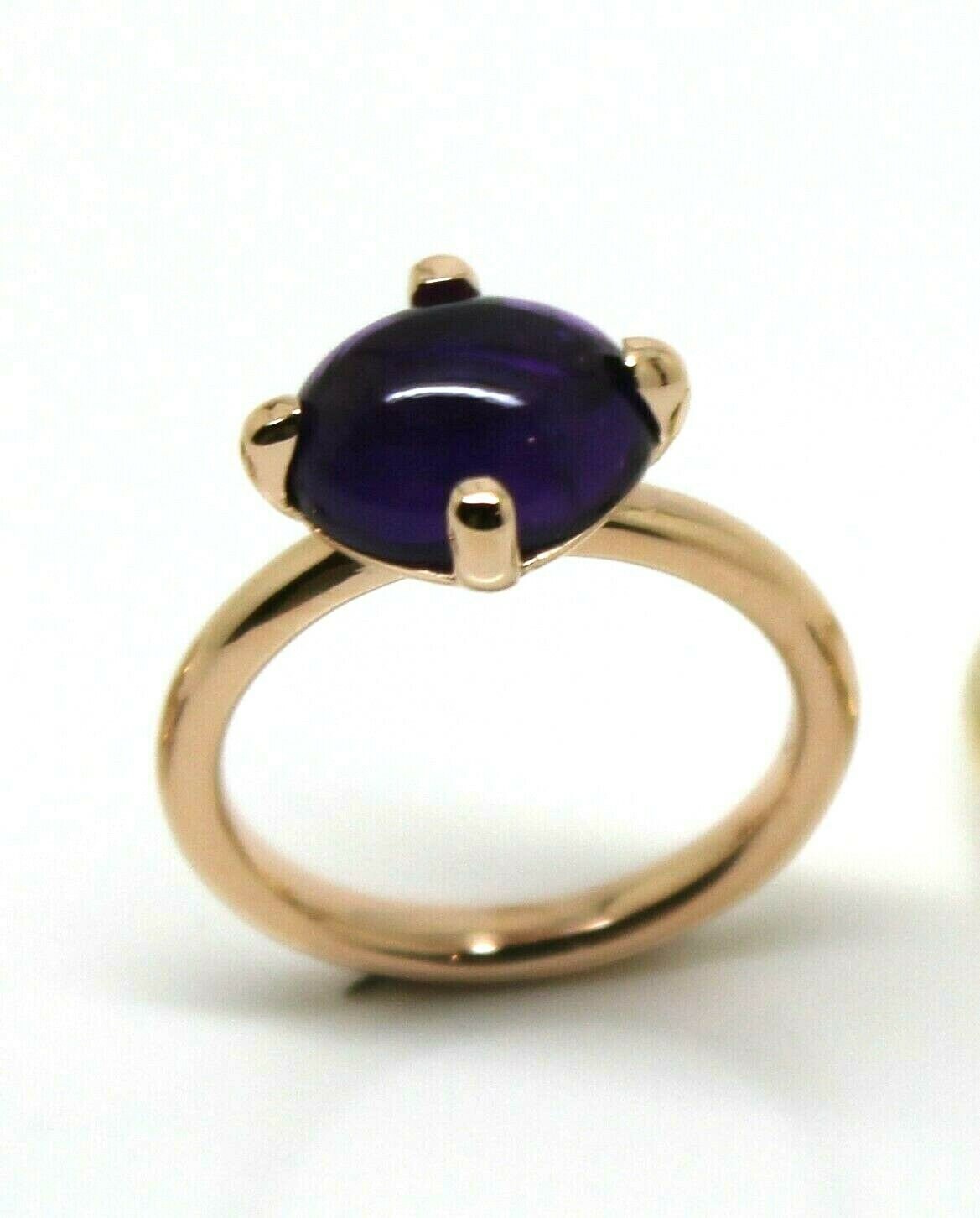 9 Karat Rose Gold Cabochon Oval Purpur Amethyst Stacker Ring von KaedesignsJewellery