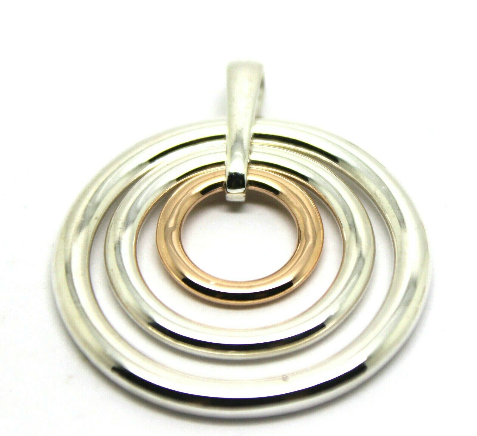 Echtes Sterling Silber 925 & 9 Karat Rosegold 375 3 Kreise Anhänger von KaedesignsJewellery