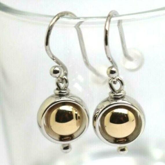 Echte 9Ct 9Kt Weiß - & Gelbgold Spinning Belcher Ball Ohrringe 4.52G von KaedesignsJewellery
