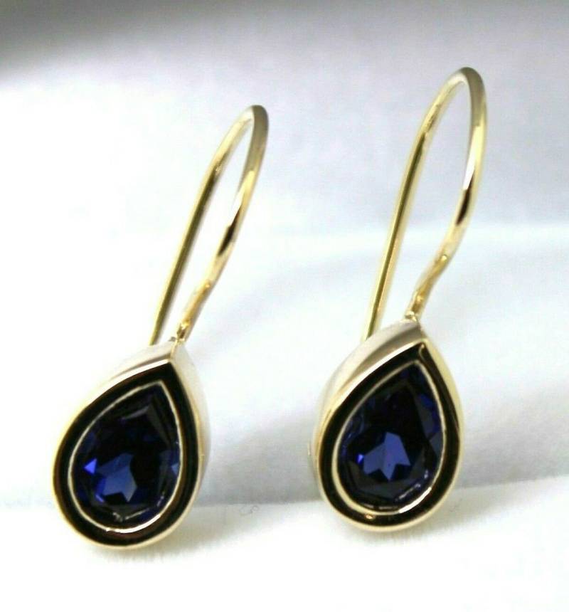 Echte 9Ct Gelbgold Blau Stein Tropfen Ohrringe Free Express Post in Oz von KaedesignsJewellery