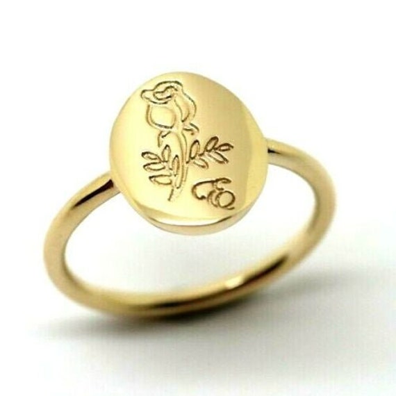 Echte Größe 3, 5/G 1/4 9Ct Gelb, Rose Oder Weißgold Oval Signet Ring Mit Und Initiale von KaedesignsJewellery