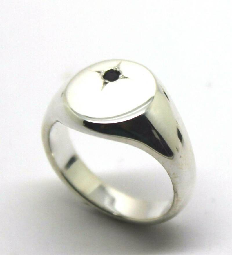Echte Größe M Neuer Massiver Sterling Silber Oval Schwarz Saphir Signet Ring von KaedesignsJewellery