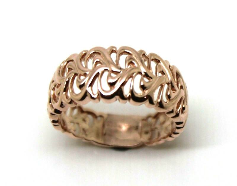 Echte Größe O 9 Karat Rose Gold Breite Blume Filigrane Ring von KaedesignsJewellery