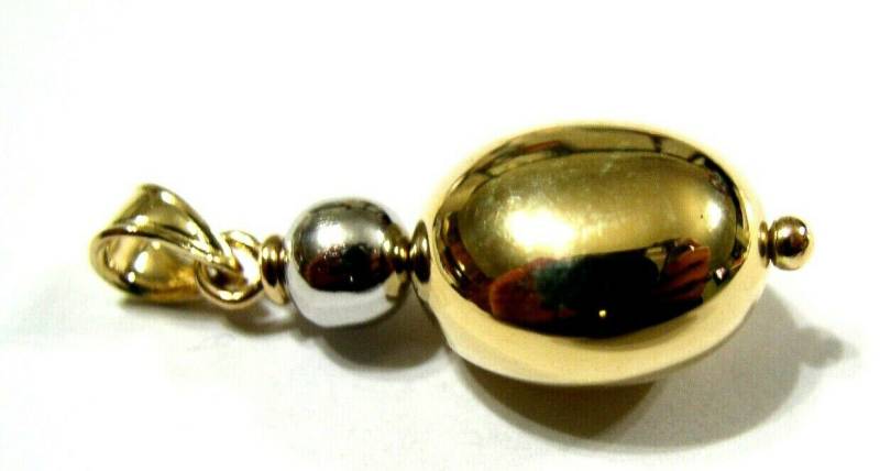 Echte Neue 9 Karat Gelb & Weiß Gold Oval Bubble Ball Anhänger von KaedesignsJewellery