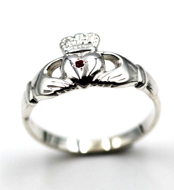 Echte Neue Größe L Sterling Silber 925 Rubin Claddagh Ring von KaedesignsJewellery