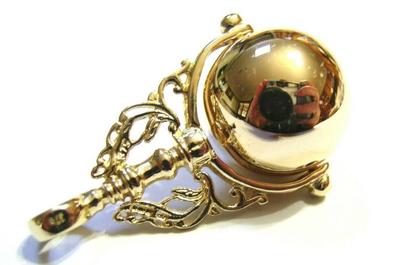 Echte Neue Große 9 Karat Gelb, Rose Oder Weiß Gold Plain Ball Filigrane Spinner Anhänger von KaedesignsJewellery