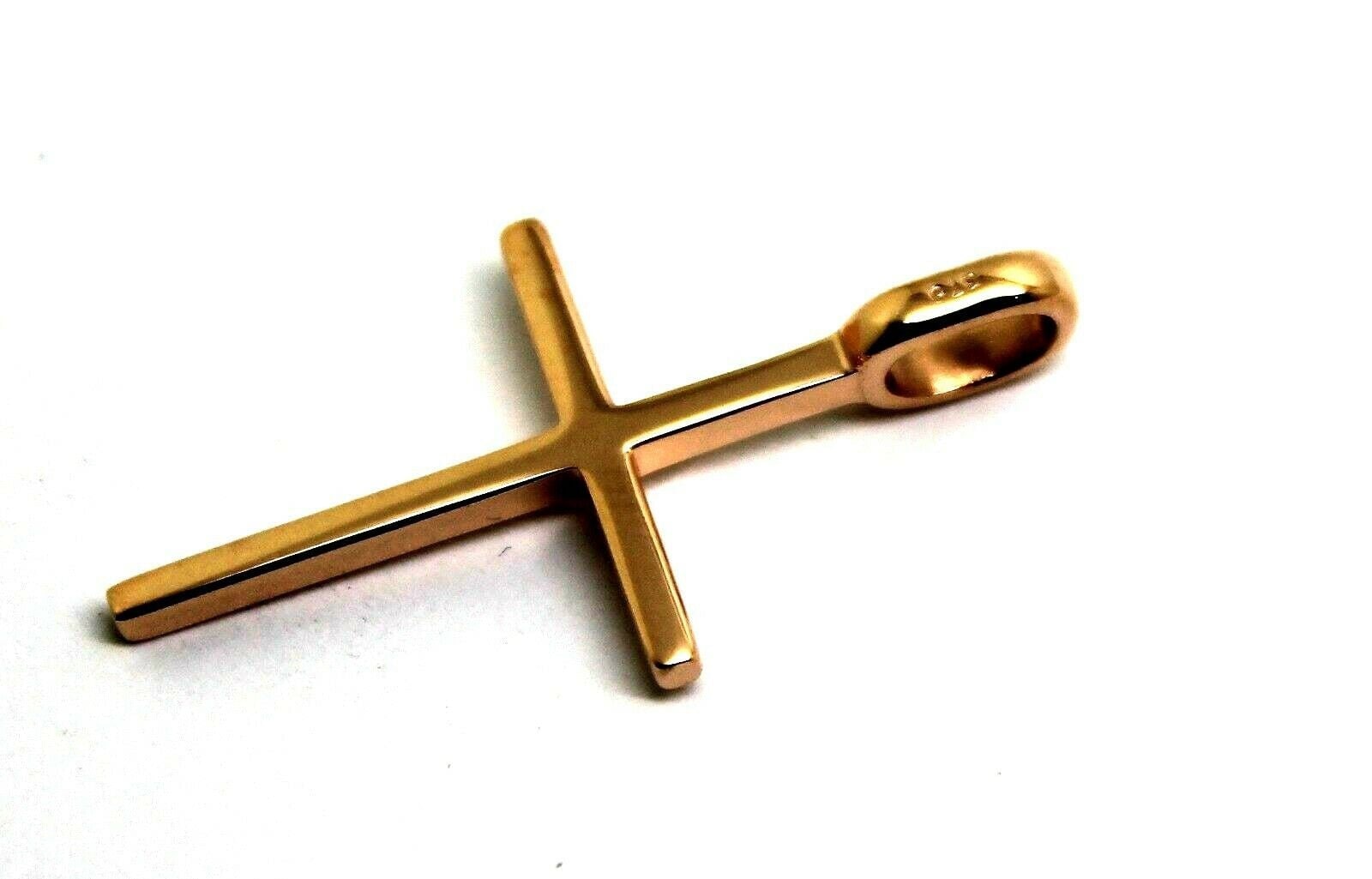 Echte Solide Neue 9 Karat Roségold Thin Plain Kreuz Anhänger von KaedesignsJewellery