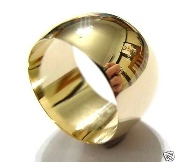 Echter 12 Mm 9 Karat Gelbgold Vollmassiver Extrabreiter Bandring Größe 13/Z+1 von KaedesignsJewellery