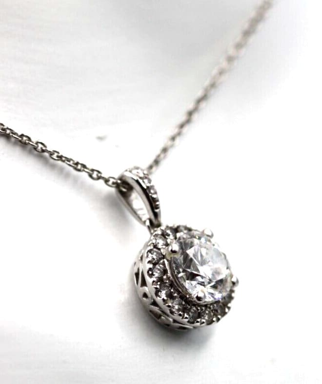 Echter 9 Karat 375 Weißgold 1 Lab-Created Diamant Anhänger + Kette -Free Post von KaedesignsJewellery