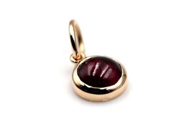 Echter 9 Karat Gelb-, Rosé - Oder Weißgold Cabochon Granat Anhänger Charm von KaedesignsJewellery