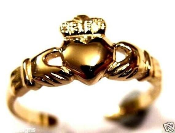 Echter 9Ct 9K Gelb, Rose Oder Weißgold Irish Claddagh Zehenring von KaedesignsJewellery