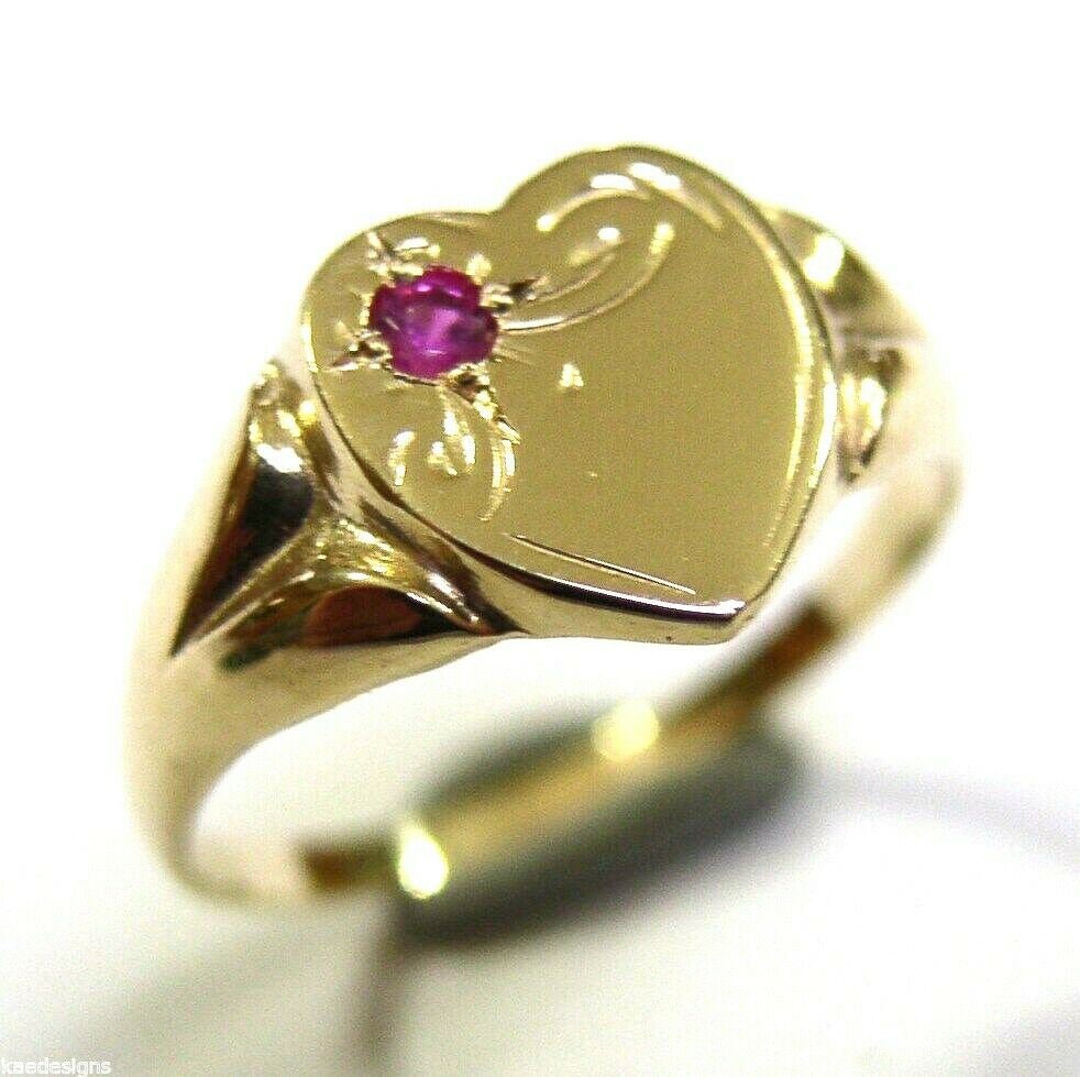 Echter 9Ct 9K Gelbgold Rosa Turmalin | Geburtsstein - Oktober Signet Ring 265 von KaedesignsJewellery