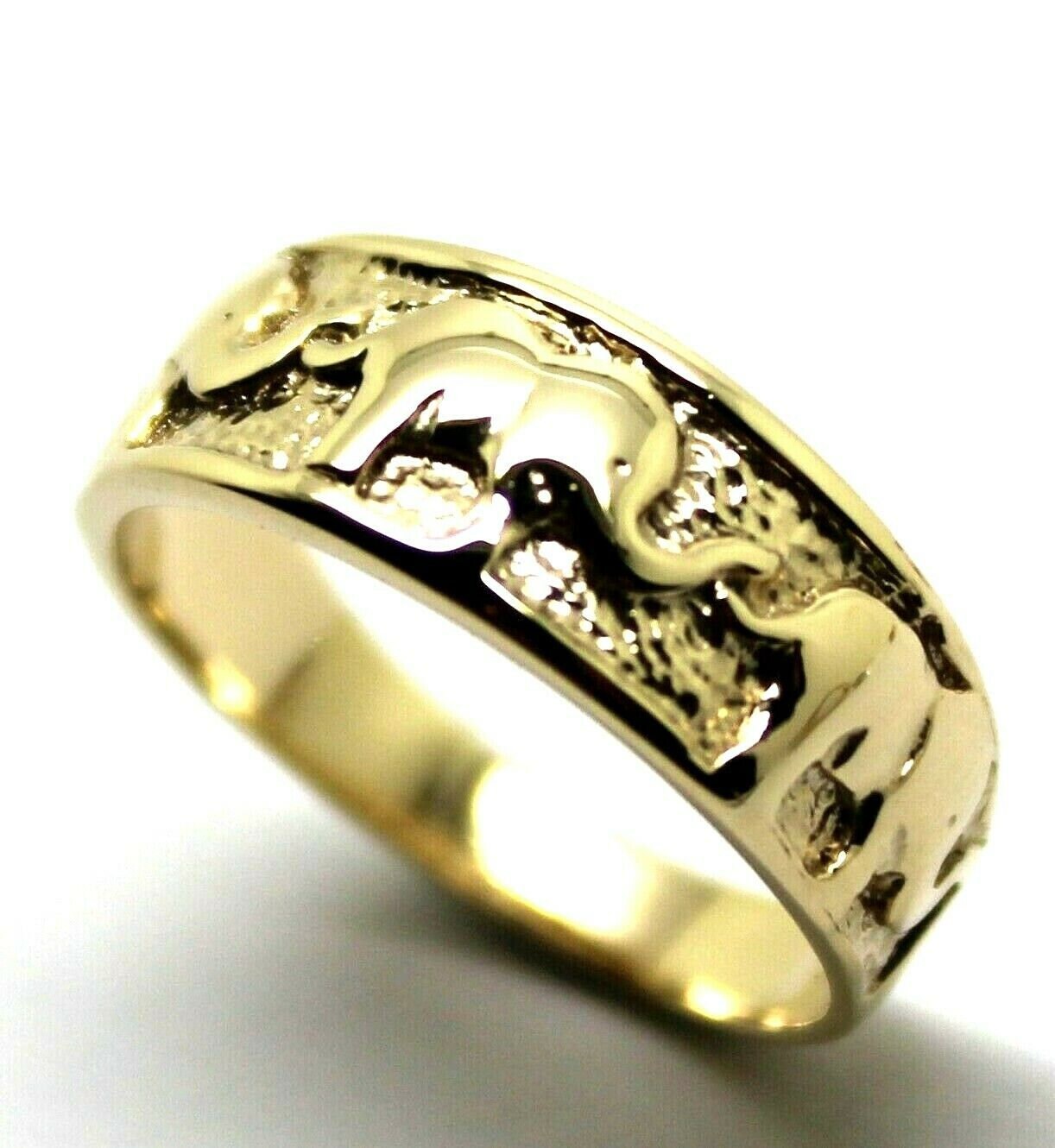 Echter Gelb-, Rosé - Oder Weißgold Goldring Glücks-Elefant 9 Karat Ring Größe Q von KaedesignsJewellery