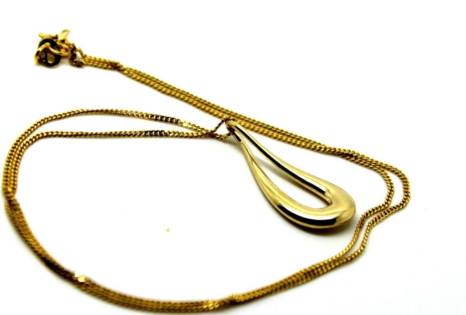 Echte Neue 9 Karat Gelbgold Solid Teardrop Anhänger Und Dünne Kette von KaedesignsJewellery