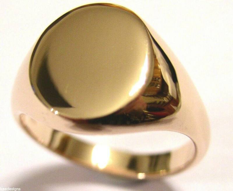 Echter Schwerer 375 Weiß-, Rosé - Oder Gelbgold-Siegelring Größe N Bis X von KaedesignsJewellery