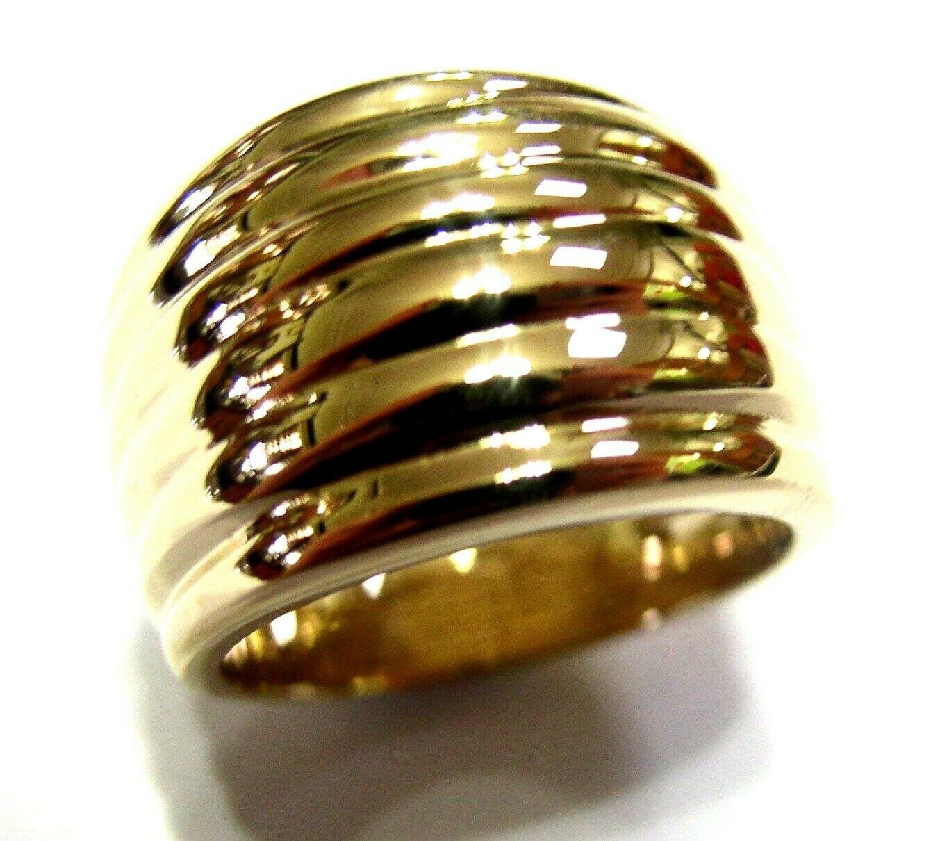 Echter Schwerer Breiter 9 Karat Gelb-, Rosé - Oder Weißgold Gold Ridged Dome Ring von KaedesignsJewellery