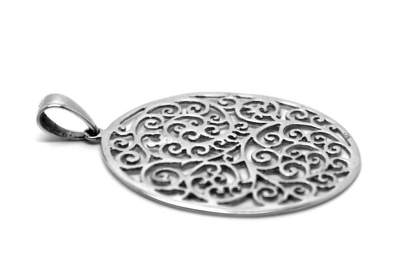 Echter Schwerer Massiver Sterling Silber 925, Super Großer Ovaler Filigraner Anhänger von KaedesignsJewellery