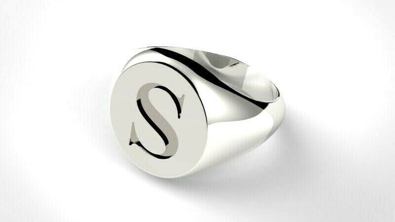 Echter Schwerer Massiver Sterling Silber 925 Ovaler Herren Signet Ring Mit Einer Initiale von KaedesignsJewellery