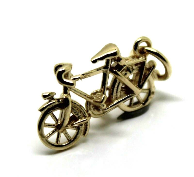 Echte 9 Karat Gelb Oder Rose Weißgold Sterling Silber Push-Bike Anhänger von KaedesignsJewellery
