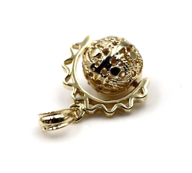 Echtes 9 Karat Gelbgold, Rose Oder Weißgold Filigree 10mm Ball Spinner Anhänger von KaedesignsJewellery