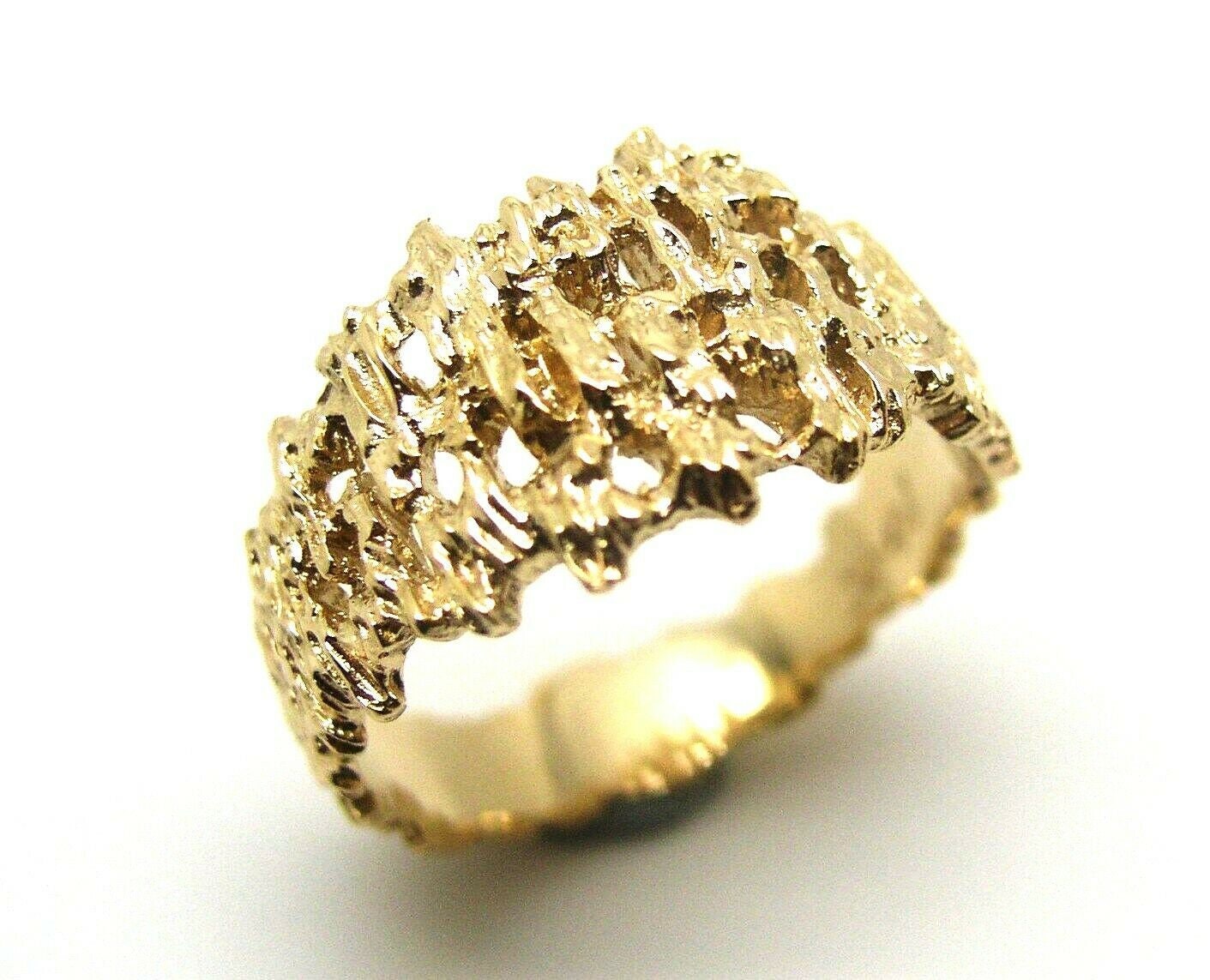 Größe 10, T1/2 Echt 10Ct 10K Voll Gelb, Rose Oder Weißgold Nugget Ring 12mm Breit 267 von KaedesignsJewellery