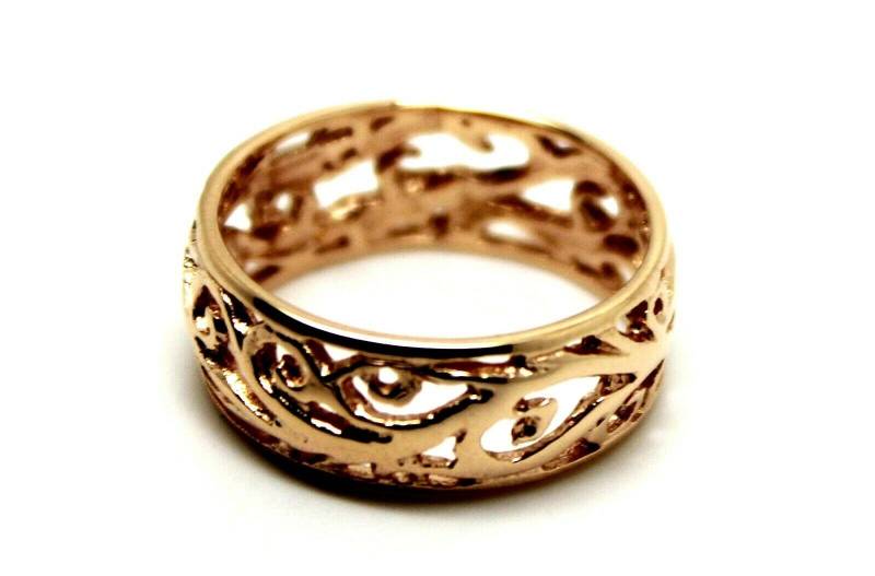 Größe J 1/2 Echter 9 Karat Voll Massiv Breite Gelb, Rose Oder Weißgold Filigree Vine Ring 235 von KaedesignsJewellery