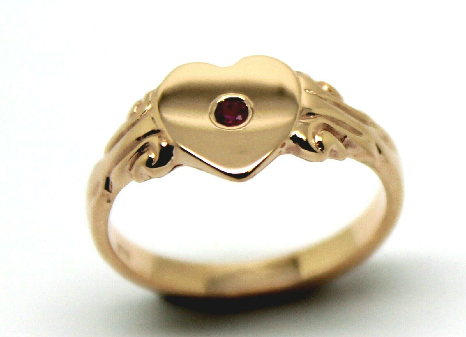 Größe J Echter 9Ct 9Kt Gelb, Rose Oder Weißgold Rubin Stein Herz Signet Ring -Juli Geburtsstein von KaedesignsJewellery