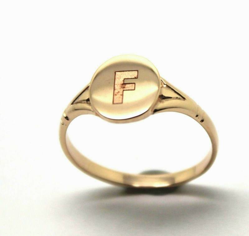 "Größe K, Kaedesigns Echter Neuer 9 Karat Gelb-, Rosé - Oder Weißgold Oval Siegelring "Buchstabe F" Mit Gravur" von KaedesignsJewellery