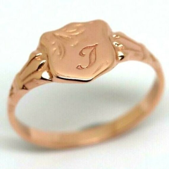 Größe M, 9Ct 9Kt Gelb, Rose Oder Weißgold Siegelring + Gravur Einer Initiale von KaedesignsJewellery