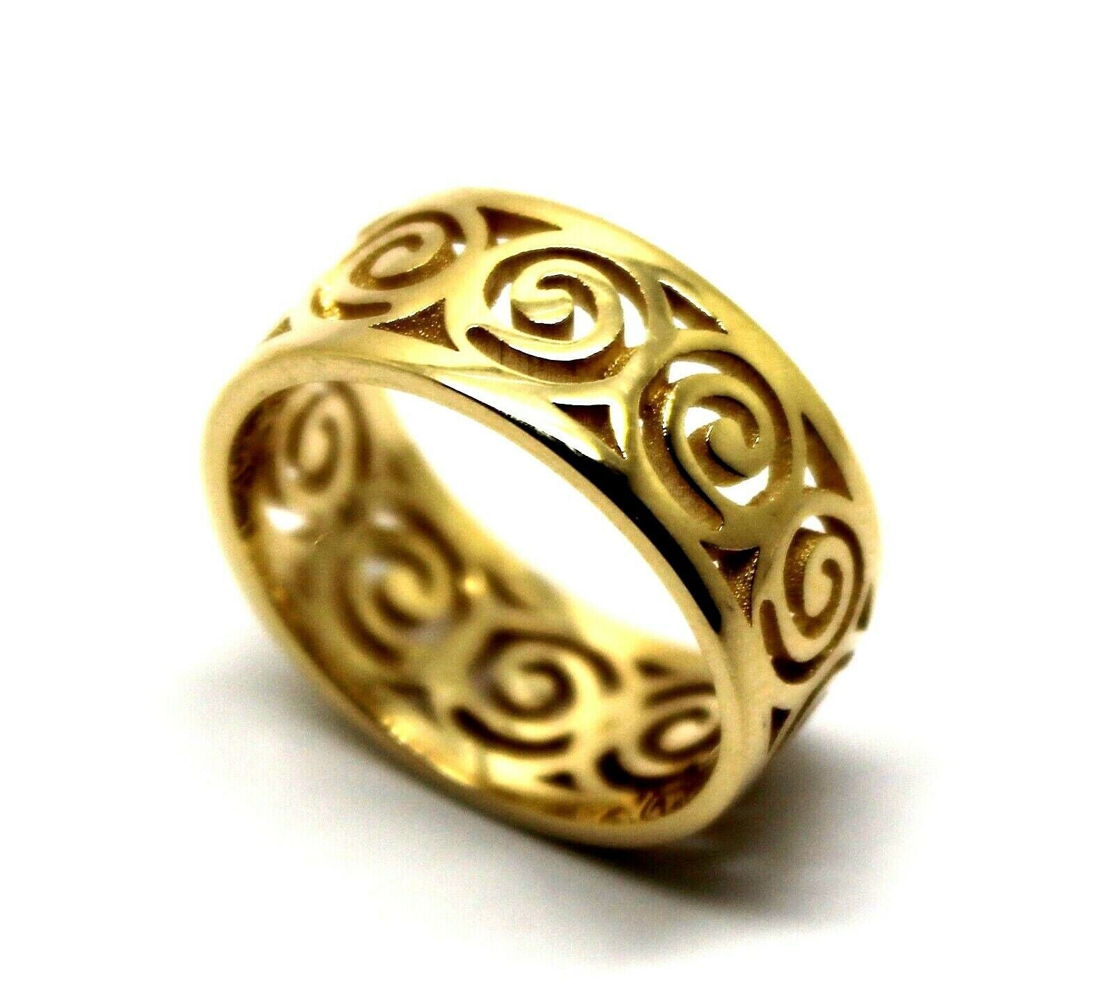 Größe O - 10mm Breit Massiver Echter 9Ct 9K Gelb, Rose Oder Weißgold Wirbel Surf Wave Ring von KaedesignsJewellery