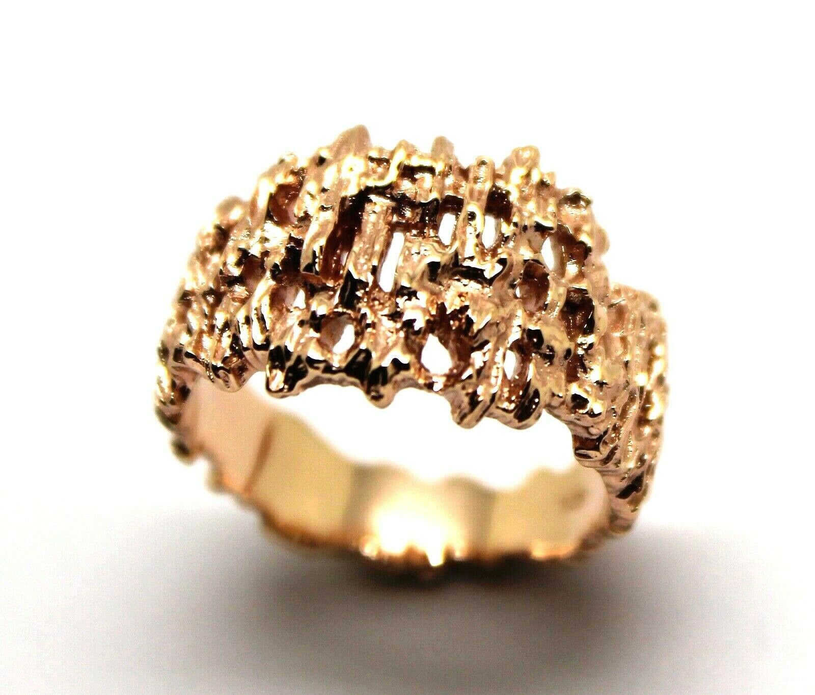 Größe O Echte Neue 9 Karat 375 Voll Massiv Gelb, Rose Oder Weißgold Nugget Ring 12mm Breit von KaedesignsJewellery