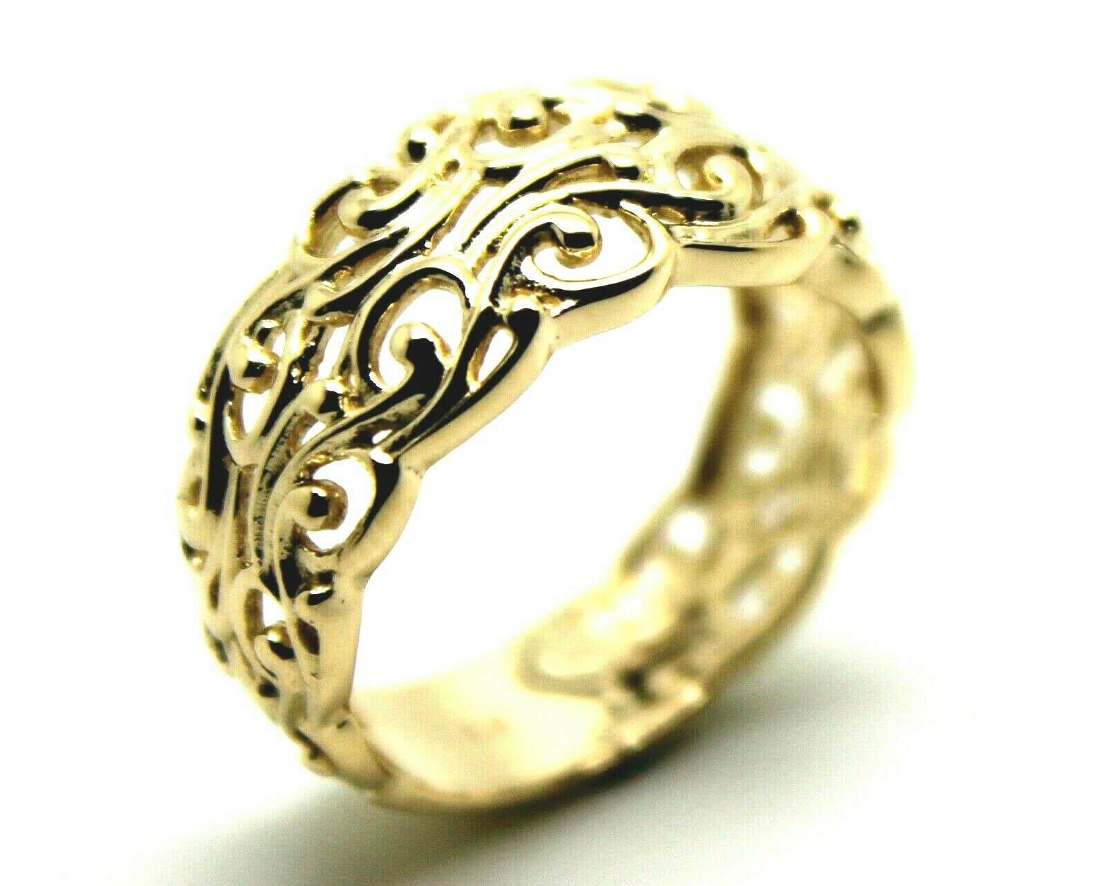 Größe O Kaedesigns Neuer 9Ct 375 Breiter Gelbgold Blumen Filigraner Ring von KaedesignsJewellery