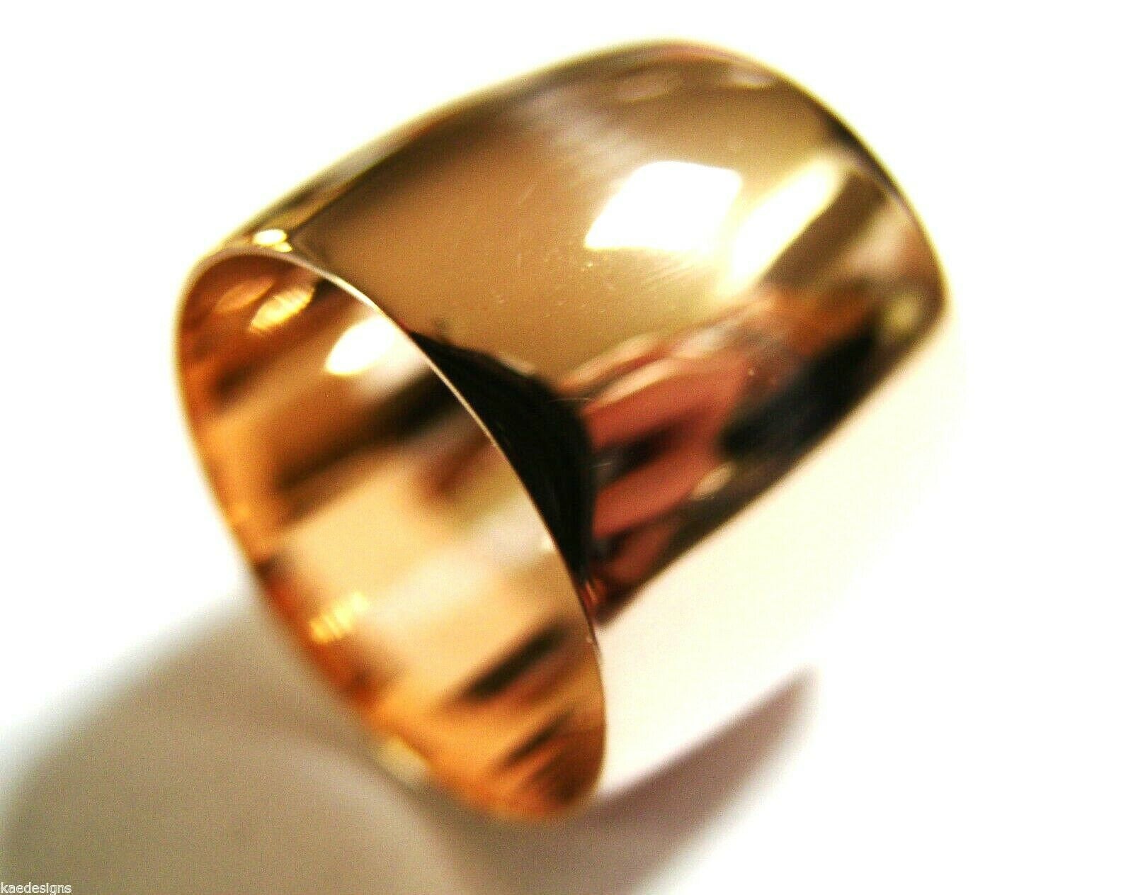 Größe O Riesiger Echter 9K 9Ct 375 Gelb-, Rosé - Oder Weißgold Vollmassiv 16mm Extrabreiter Bandring von KaedesignsJewellery