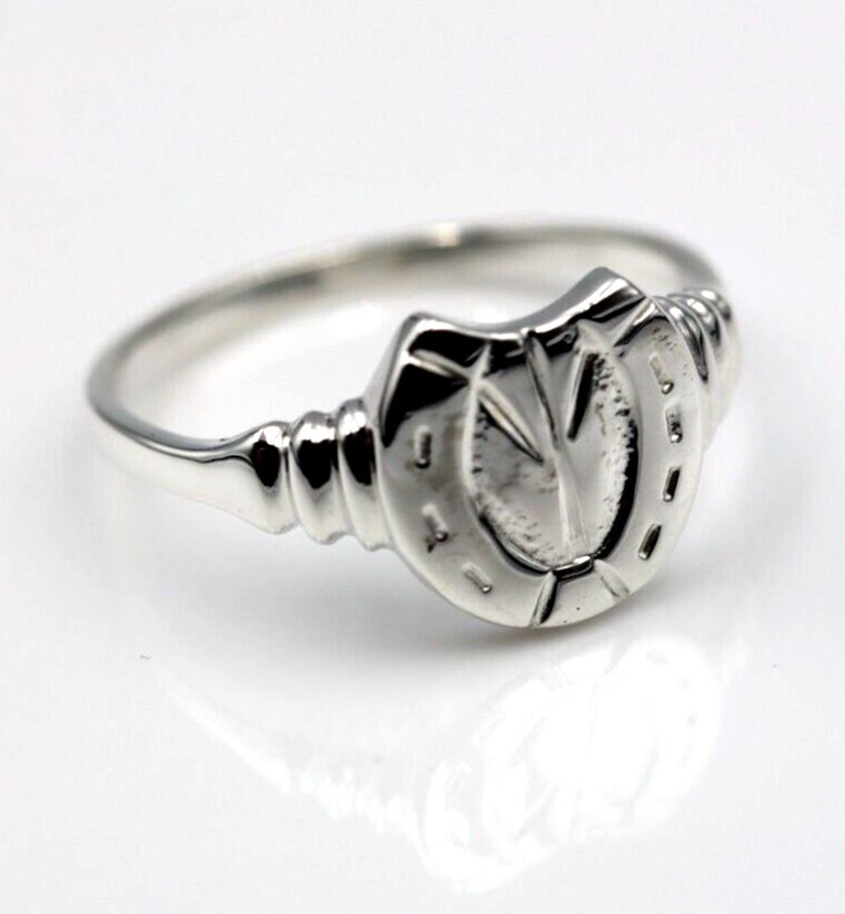 Größe R Echter Großer Sterling Silber Glück Hufeisen Ring 247 von KaedesignsJewellery