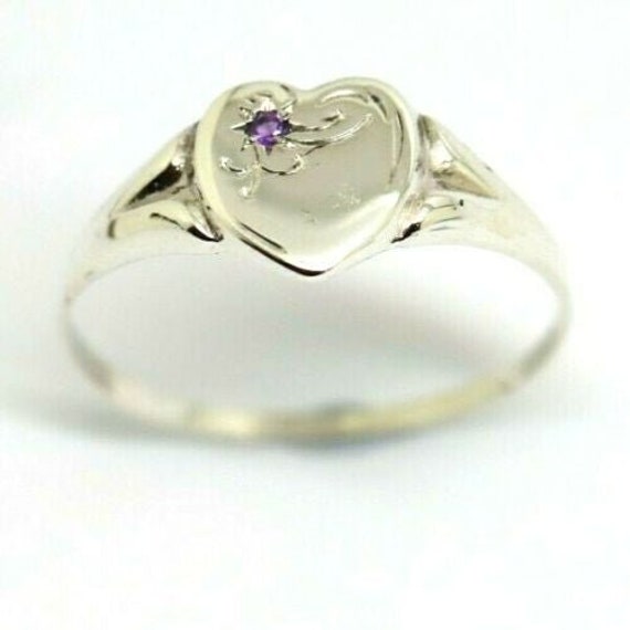 Echtes Großes Sterling Silber Herz Set Mit Amethyst Siegelring 265 von KaedesignsJewellery